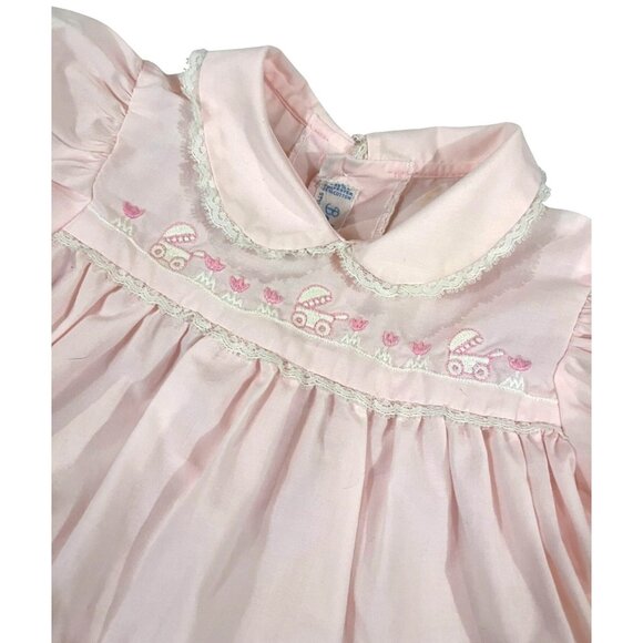 Vintage 1990s Baby Girls Pink Ruffle Tiered Dress 3-6M - Picture 5 of 6